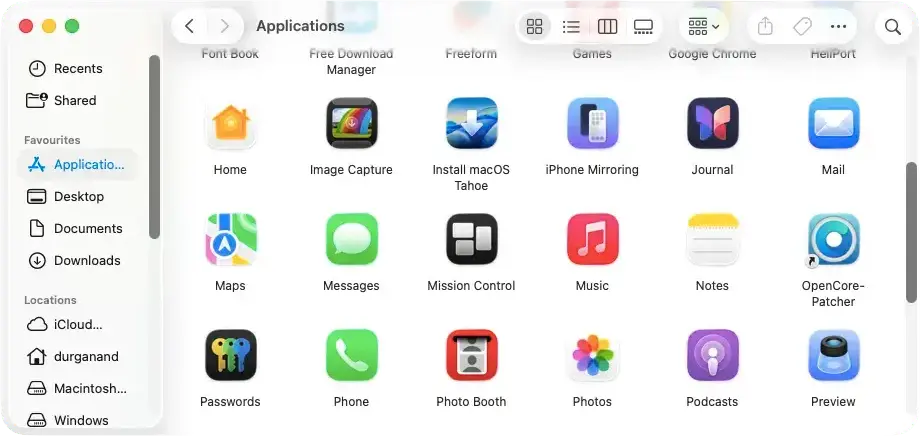 macOS installer in Applications folder