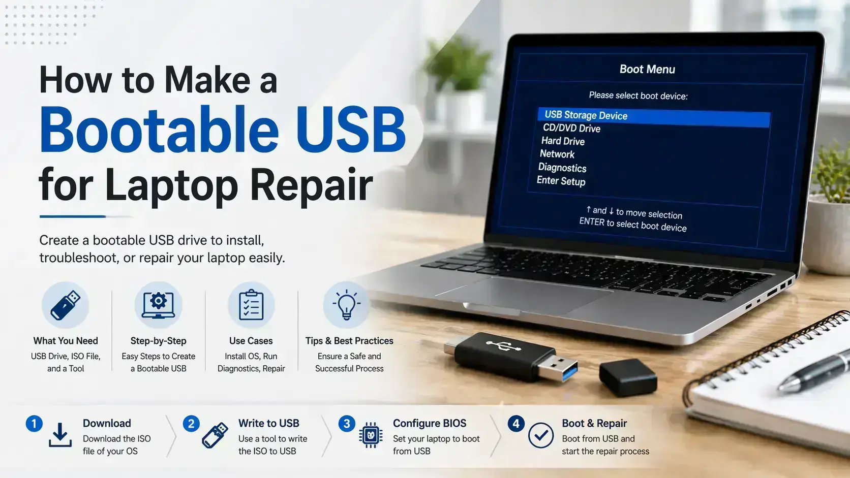Bootable USB guide for laptop repair