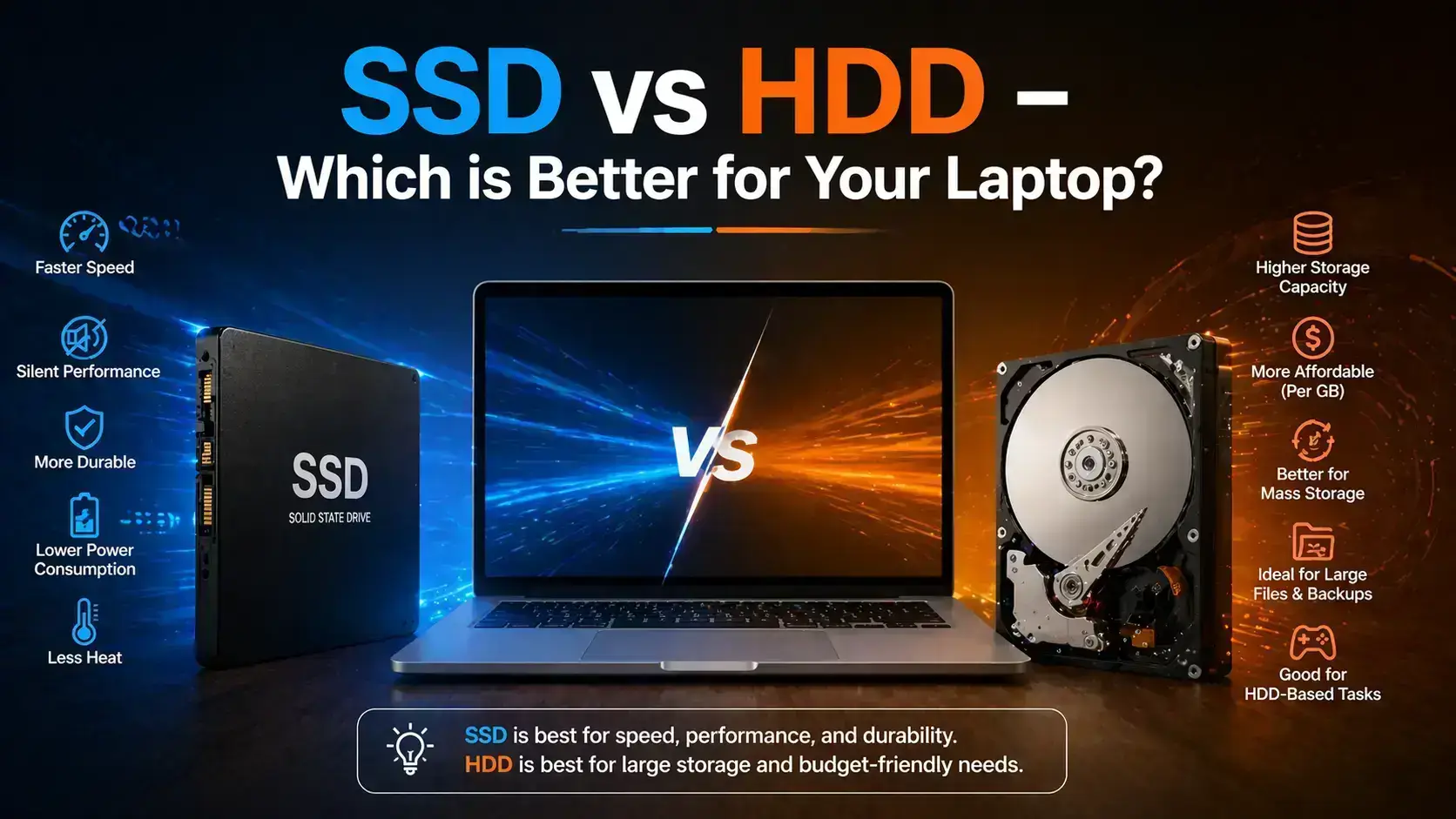SSD vs HDD comparison for laptops